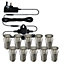 First Choice Lighting Set of 10 15mm Stainless Steel IP67 Cool White LED Decking Kit with Dusk til Dawn Photocell Sensor
