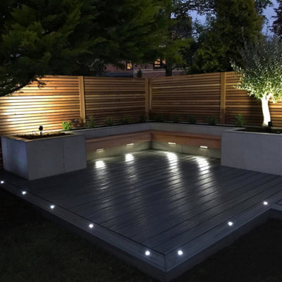 First Choice Lighting Set of 10 30mm Stainless Steel IP67 RGB Colour Changing LED Plinth Decking Kit