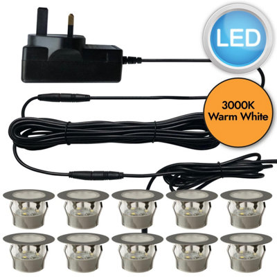 First Choice Lighting Set of 10 45mm Stainless Steel IP67 Warm White