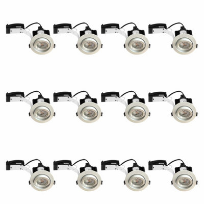 First Choice Lighting Set of 12 Downlight White Tilt Recessed Ceiling Downlights