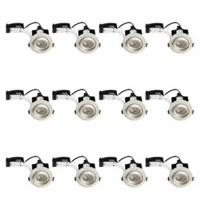 First Choice Lighting Set of 12 Downlight White Tilt Recessed Ceiling Downlights