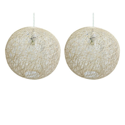 First Choice Lighting Set of 2 Abaca Natural 10" Globe Ceiling Light Shades