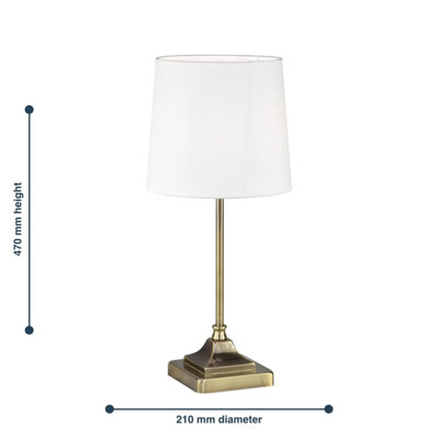 First Choice Lighting Set of 2 Aldersley Antique Brass White Table Lamp With Shades