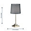First Choice Lighting Set of 2 Aldersley Brushed Nickel Grey Table Lamp With Shades