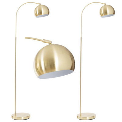 First Choice Lighting Set Of 2 Amber Satin Brass White Floor Reading ...