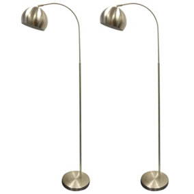 First Choice Lighting Set of 2 Amber Satin Nickel White Floor Reading Lamps