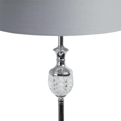 First Choice Lighting Set of 2 Anthea Chrome Clear Glass Grey Floor Lamps