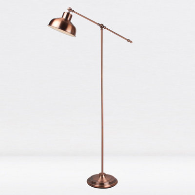 First Choice Lighting Set of 2 Antique Brushed Copper Lever Arm Floor Lamps