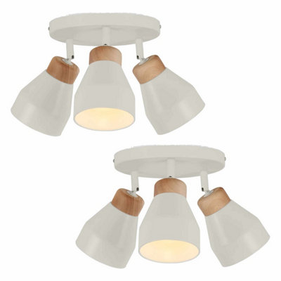 First Choice Lighting Set of 2 Arnold Muted Grey Wood 3 Light Ceiling