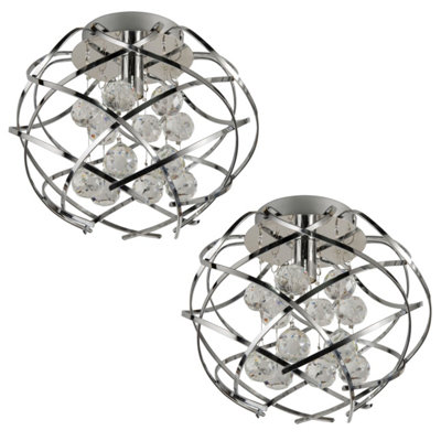 First Choice Lighting Set of 2 Ava Chrome Clear Dropper Glass 3 Light