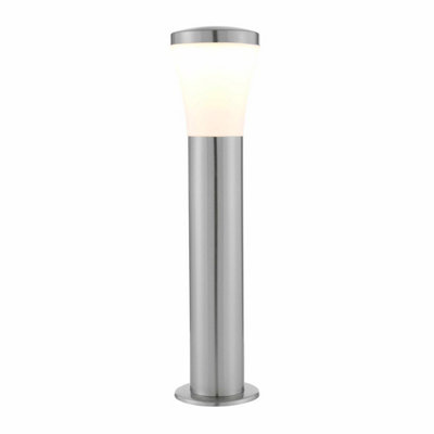 First Choice Lighting Set of 2 Aztec LED Stainless Steel Frosted IP44 Outdoor Post Lights