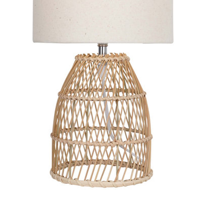First Choice Lighting Set of 2 Bamboo Natural Bamboo 36cm Table Lamps With Fabric Shades