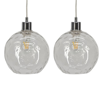 First Choice Lighting Set of 2 Barnum Clear Dimpled Glass Easy Fit Pendant Shades