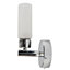 First Choice Lighting Set of 2 Beta Chrome Frosted Glass IP44 Pull Cord Bathroom Wall Lights