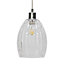 First Choice Lighting Set of 2 Birch Clear Fluted Glass with Chrome Pendant Fittings