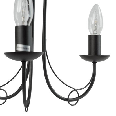First Choice Lighting Set of 2 Black 3 Way Ceiling Fittings with Loop Scroll Detail