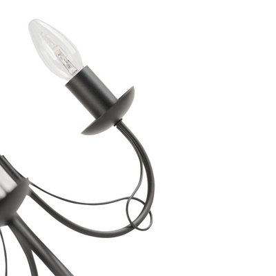 First Choice Lighting Set of 2 Black 3 Way Ceiling Fittings with Loop Scroll Detail