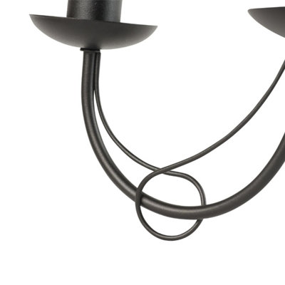First Choice Lighting Set of 2 Black 3 Way Ceiling Fittings with Loop Scroll Detail