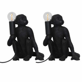 First Choice Lighting Set of 2 Black Black Resin Table Lamps