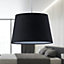First Choice Lighting - Set of 2 Black Cotton 23cm Tapered Cylinder Pendant or Lamp Shades