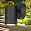 First Choice Lighting Set of 2 Blaze Black Clear Glass IP44 Outdoor Wall Washer Lights