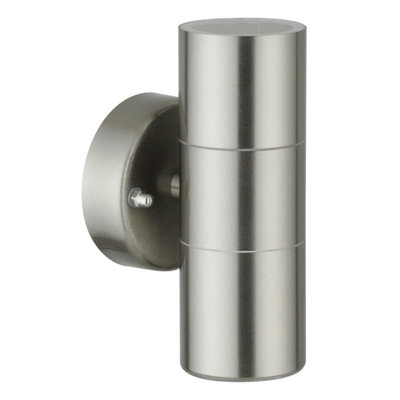 First Choice Lighting Set of 2 Blaze Stainless Steel Outdoor Up Down Wall Lights
