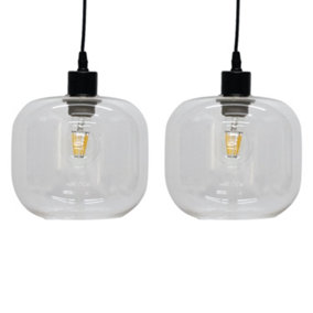 First Choice Lighting Set of 2 Bletch Clear Glass Easy Fit Pendant Shades