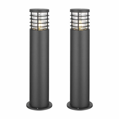 First Choice Lighting Set of 2 Bloom Black Clear IP44 Outdoor Post Lights