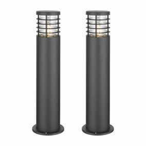 First Choice Lighting Set of 2 Bloom Black Clear IP44 Outdoor Post Lights