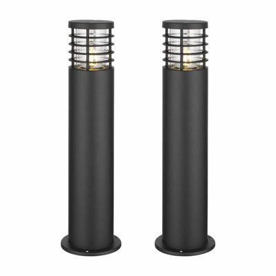 First Choice Lighting Set of 2 Bloom Black IP44 Outdoor 50cm Post Lights