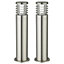 First Choice Lighting Set of 2 Bloom Stainless Steel Clear IP44 Outdoor Post Lights