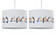 First Choice Lighting Set of 2 Branch Bird Print Linen Easy Fit 30cm Pendant Shades