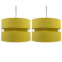 First Choice Lighting Set of 2 Bright Ochre 30 cm Easy Fit Fabric Pendant Shades