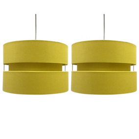 First Choice Lighting Set of 2 Bright Ochre 30 cm Easy Fit Fabric Pendant Shades