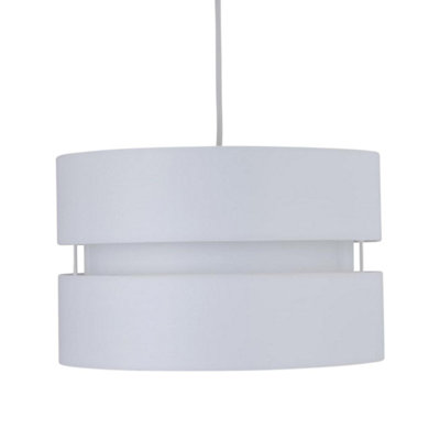 First Choice Lighting Set of 2 Bright White 30 cm Easy Fit Fabric Pendant Shades