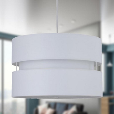 First Choice Lighting Set of 2 Bright White 30 cm Easy Fit Fabric Pendant Shades