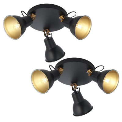First Choice Lighting Set of 2 Brook Matt Black Studio Style 3 Way Spot ...