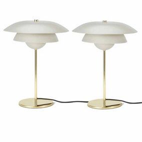 First Choice Lighting Set of 2 Bruntsfield Brass Warm Grey Table Lamps