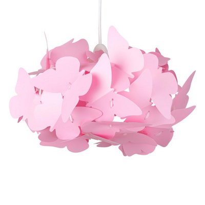 First Choice Lighting Set of 2 Butterfly Pink Butterflies Easy Fit Pendant Shades