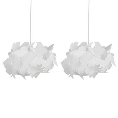 First Choice Lighting Set of 2 Butterfly White Easy Fit Pendant Shades