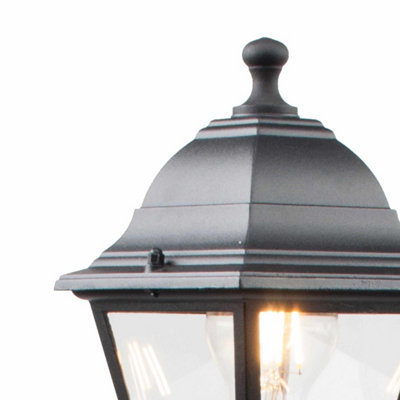 First Choice Lighting Set of 2 Cambridge - Black Clear Glass IP44 100cm Outdoor Post Lights
