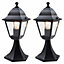 First Choice Lighting Set of 2 Cambridge - Black Clear Glass IP44 37cm Outdoor Post Lights