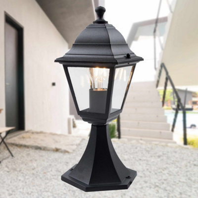 First Choice Lighting Set of 2 Cambridge Black with Clear Glass Four ...