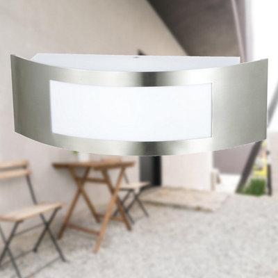 First Choice Lighting Set of 2 Camden Stainless Steel Curved Outdoor Wall Lights