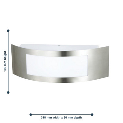 First Choice Lighting Set of 2 Camden Stainless Steel Curved Outdoor Wall Lights