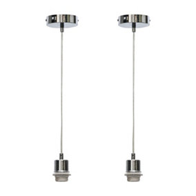 First Choice Lighting Set of 2 Carss Polished Chrome Ceiling Pendant Suspension Kits for Easy Fit Shades
