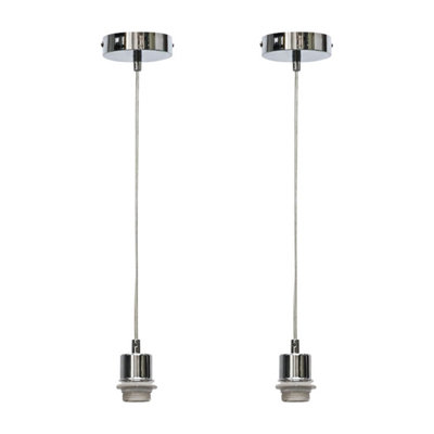 First Choice Lighting Set of 2 Carss Polished Chrome Flex Ceiling Pendant Suspension Kits for Easy Fit Shades