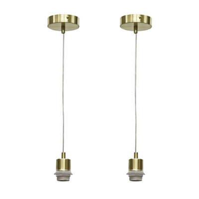 First Choice Lighting Set of 2 Carss Satin Brass Ceiling Pendant Flex Suspension Kits for Easy Fit Shades