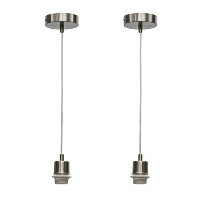 First Choice Lighting Set of 2 Carss Satin Nickel Ceiling Pendant Flex Suspension Kits for Easy Fit Shades