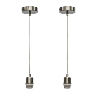 First Choice Lighting Set of 2 Carss Satin Nickel Ceiling Pendant Suspension Kits for Easy Fit Shades